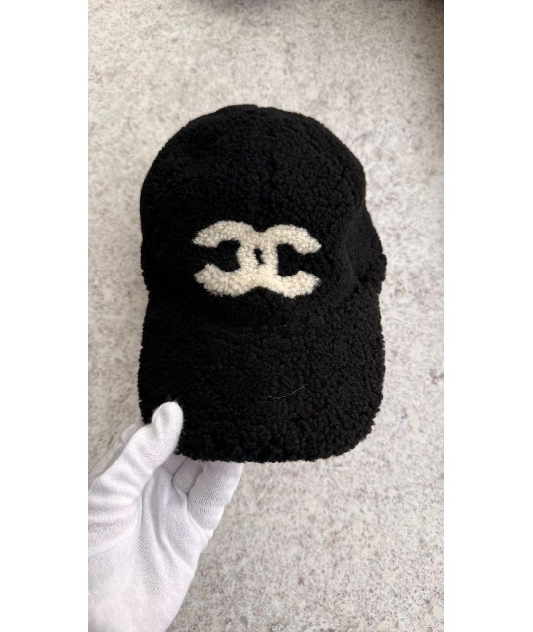 CHANEL Черная шерстяная кепка, фото 4