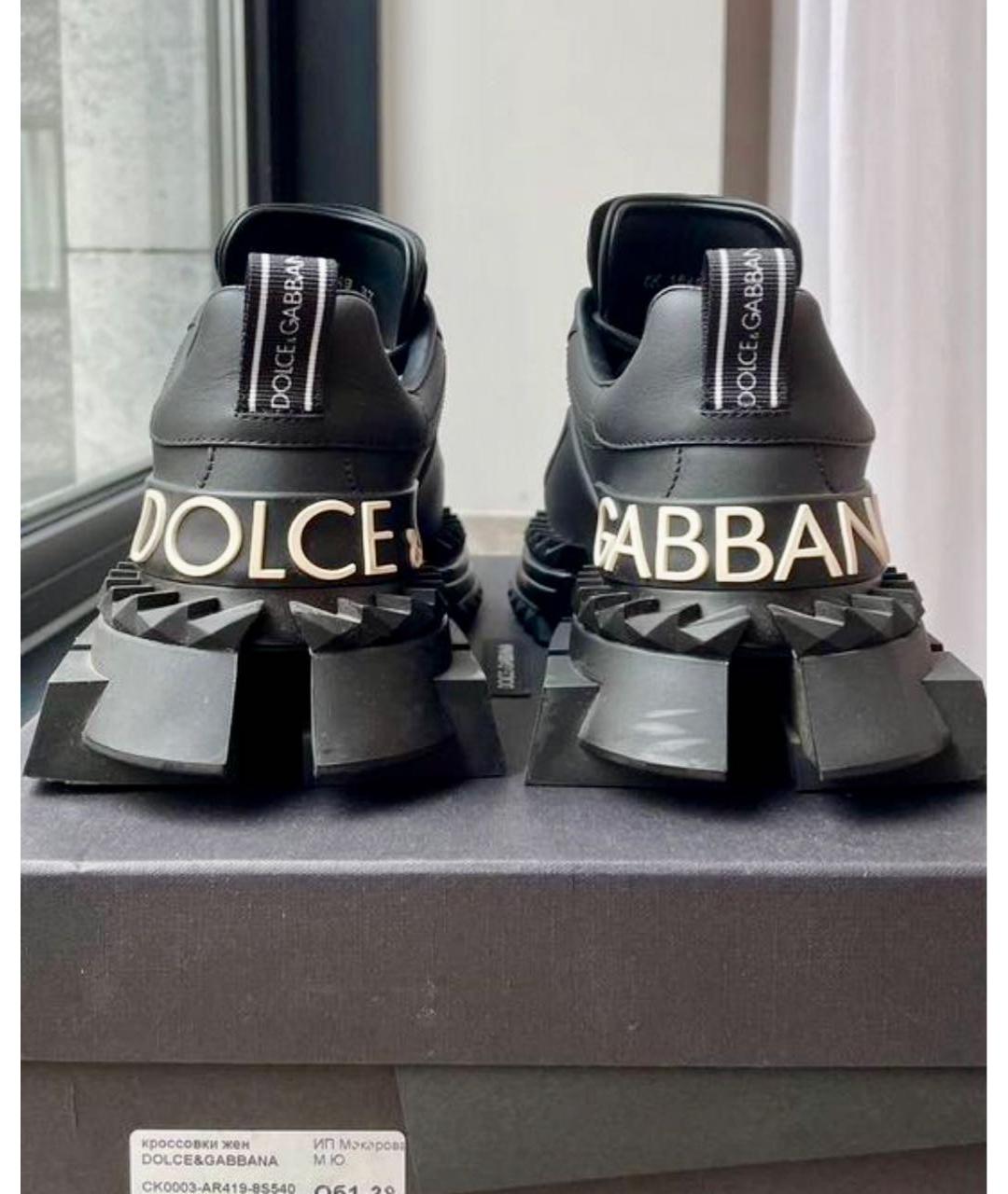 DOLCE&GABBANA Черные кожаные кроссовки, фото 2
