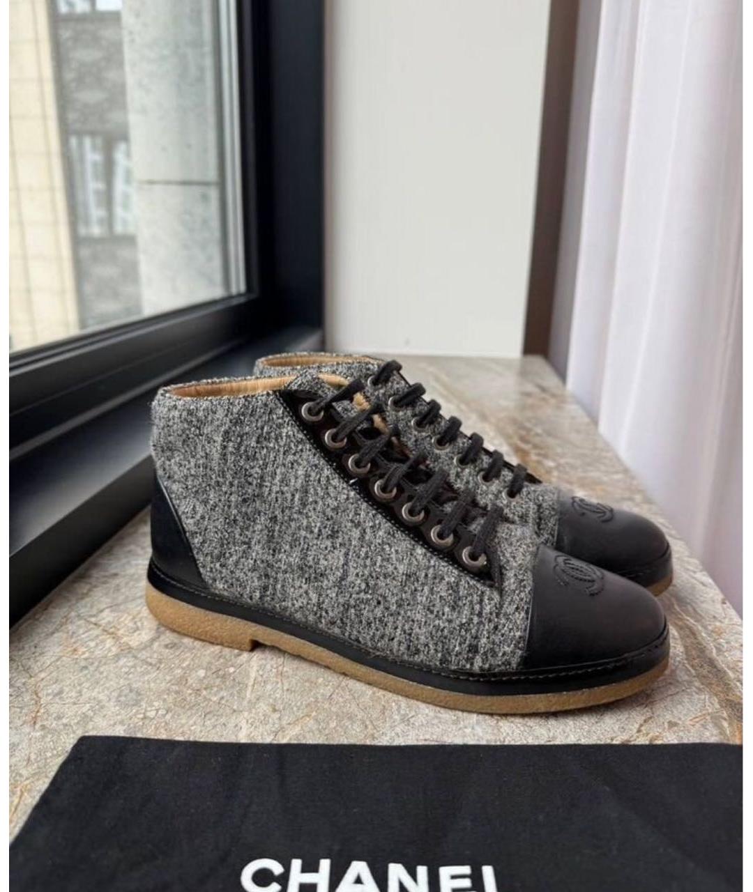 CHANEL Черные кожаные ботинки, фото 3