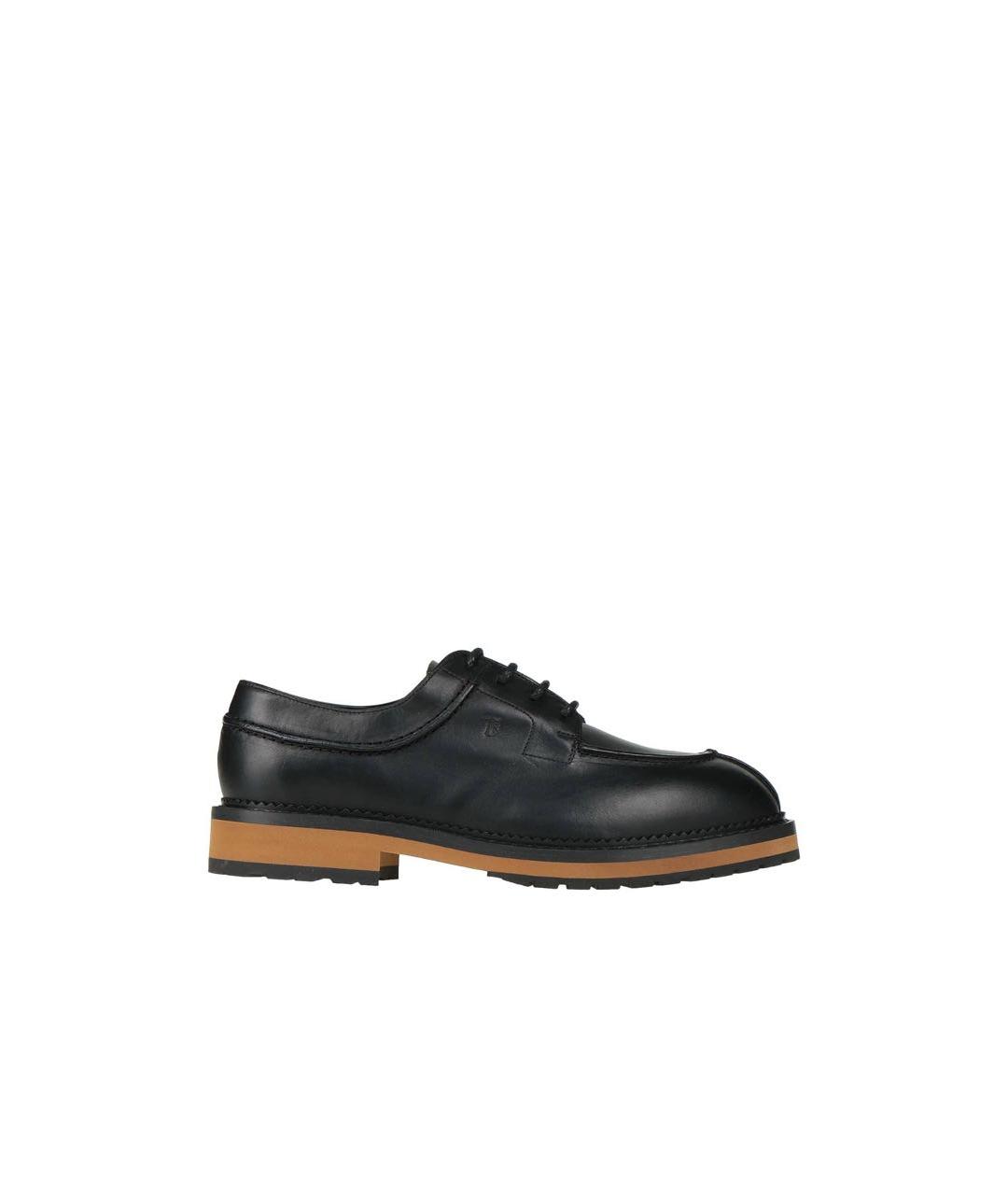 TOD'S Черные кожаные низкие ботинки, фото 1