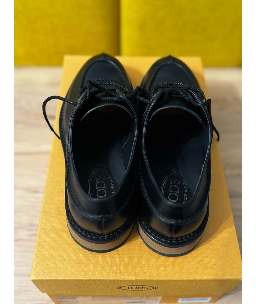 TOD'S Черные кожаные низкие ботинки, фото 3