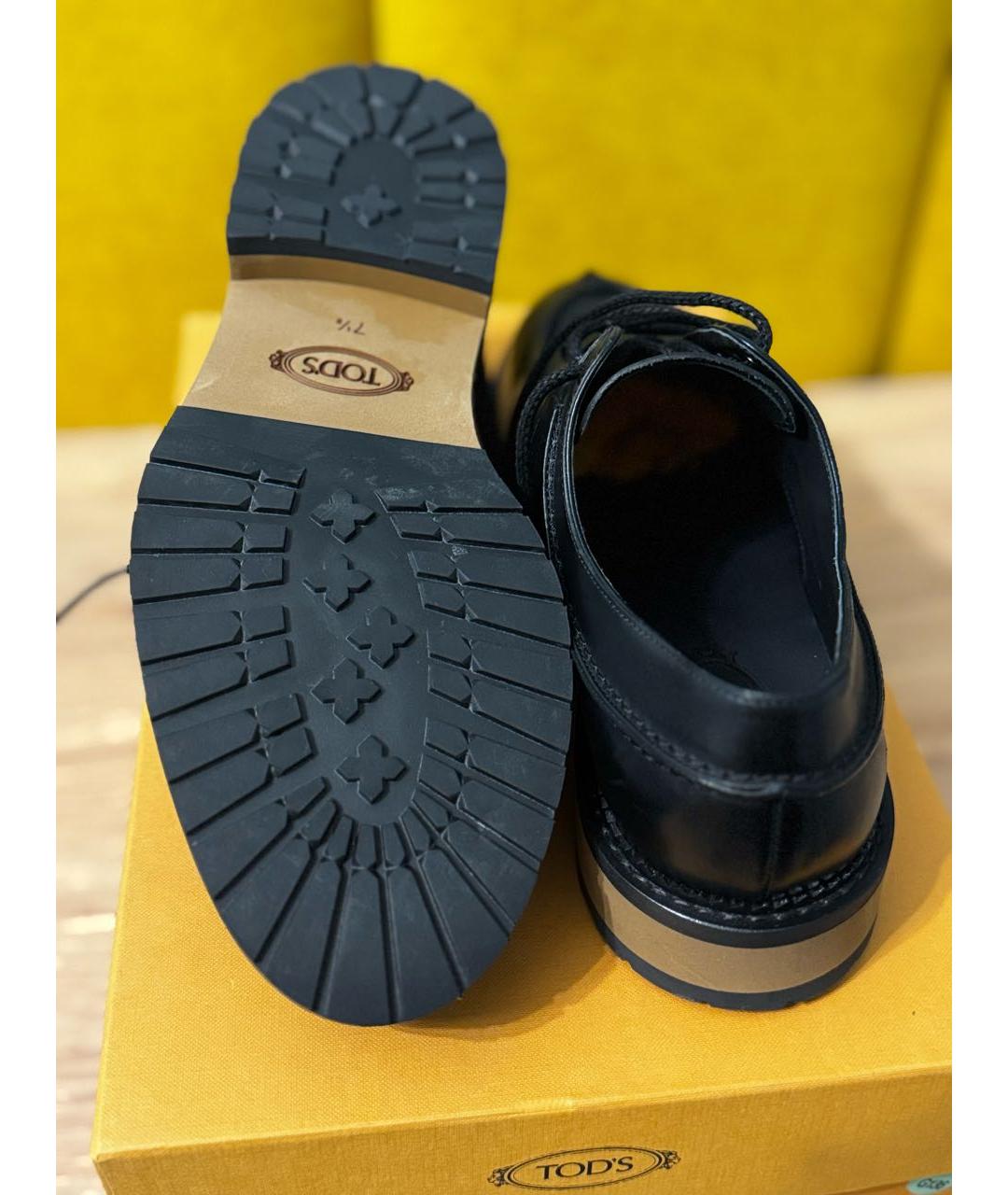 TOD'S Черные кожаные низкие ботинки, фото 5