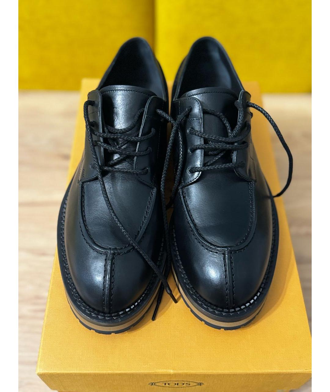 TOD'S Черные кожаные низкие ботинки, фото 2