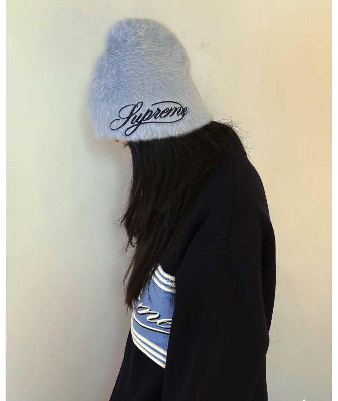 SUPREME Голубая шапка, фото 3