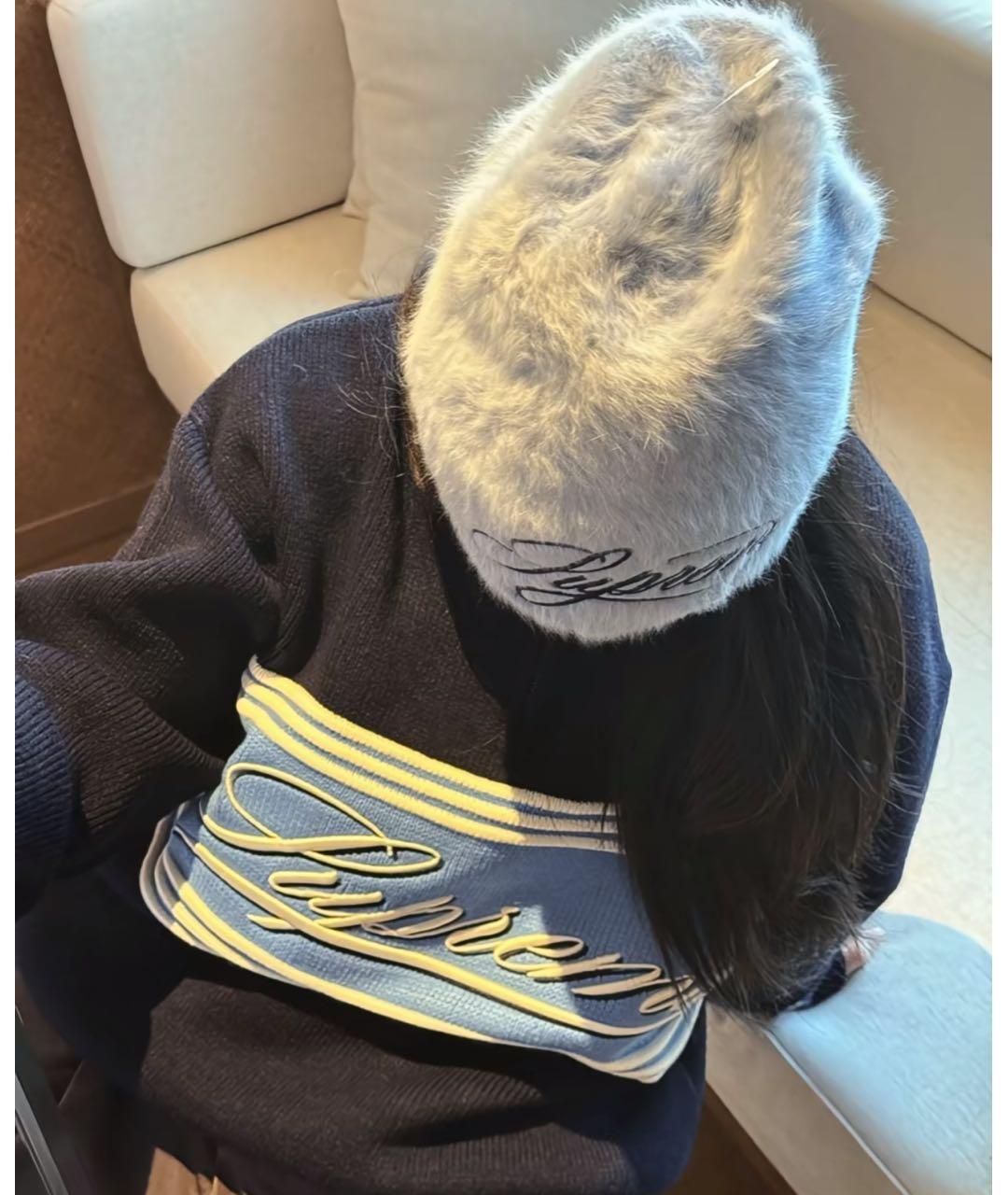 SUPREME Голубая шапка, фото 4