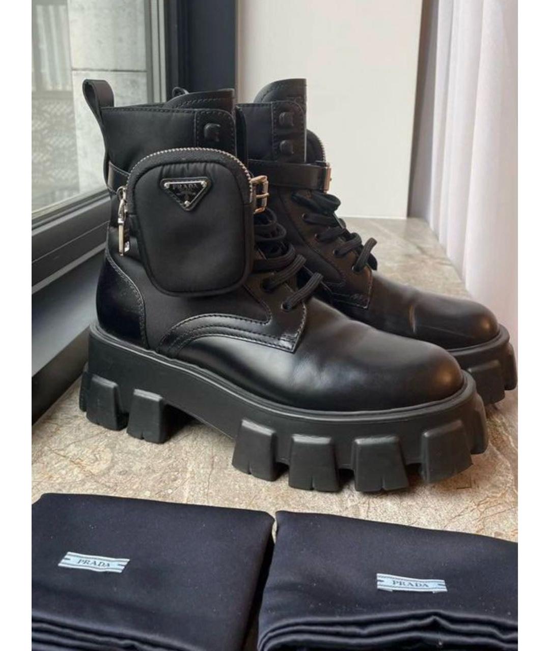 PRADA Черные кожаные ботинки, фото 2