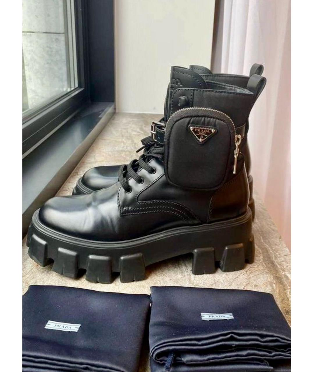 PRADA Черные кожаные ботинки, фото 9