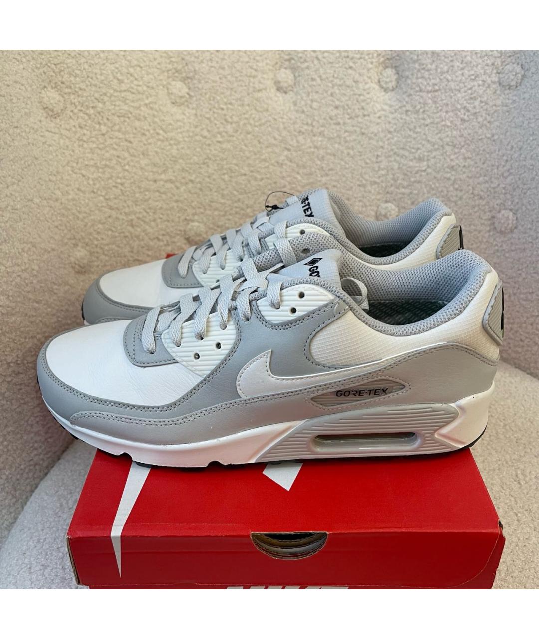 NIKE Серые низкие кроссовки / кеды из искусственной кожи, фото 4
