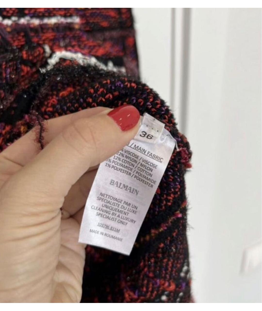 BALMAIN Бордовое вискозное повседневное платье, фото 6