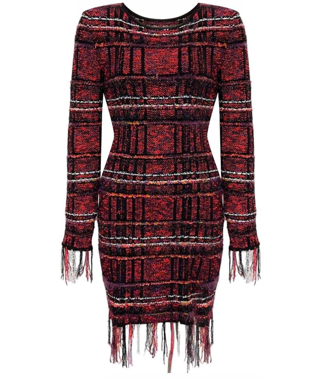 BALMAIN Бордовое вискозное повседневное платье, фото 1