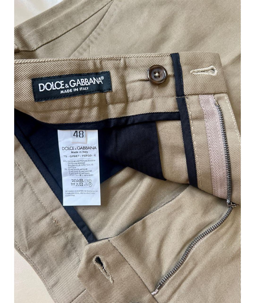 DOLCE&GABBANA Горчичные хлопковые брюки чинос, фото 6