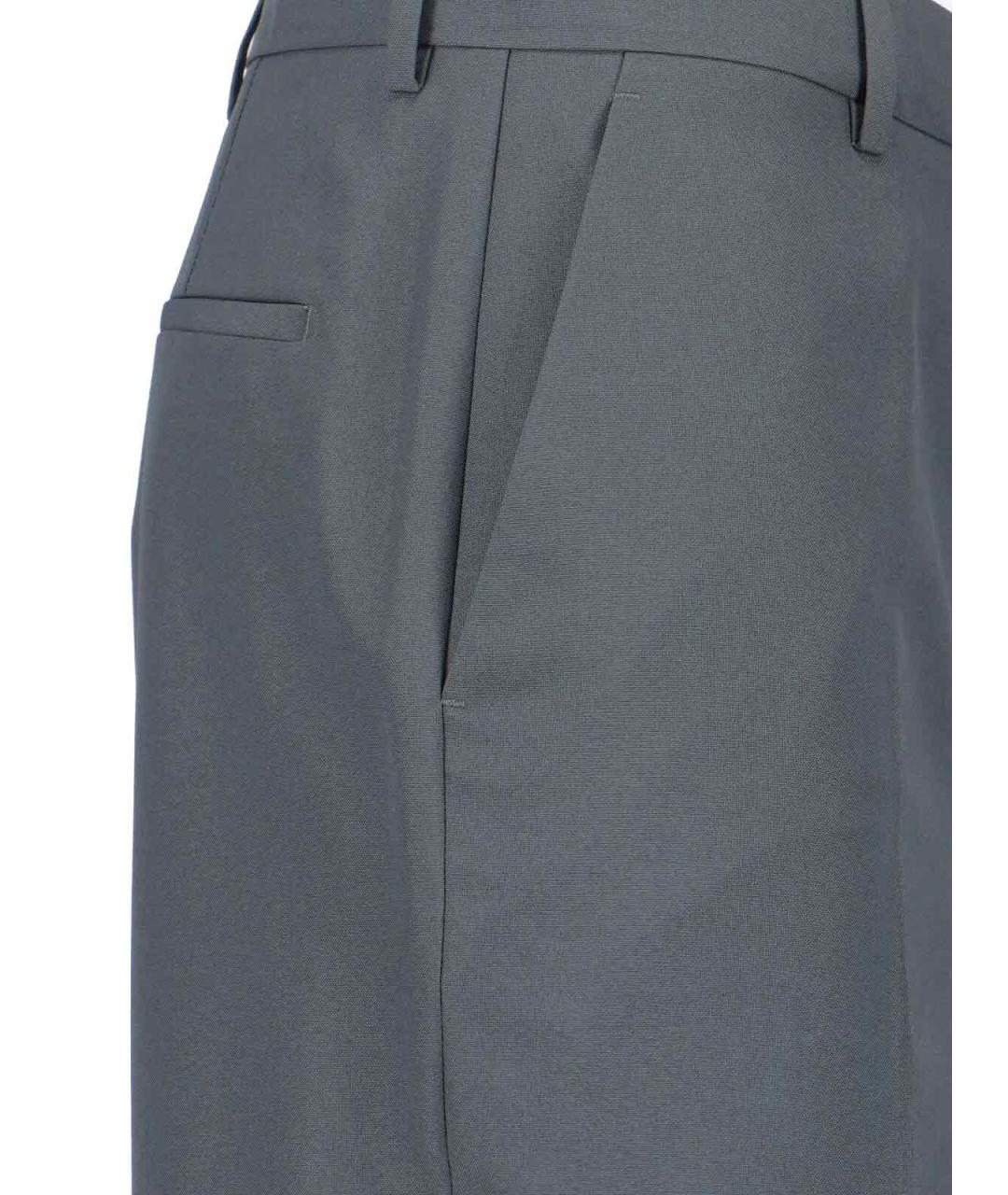 GUCCI Серые хлопковые прямые брюки, фото 4