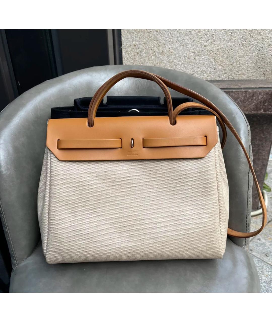 HERMES Бежевая сумка тоут, фото 3
