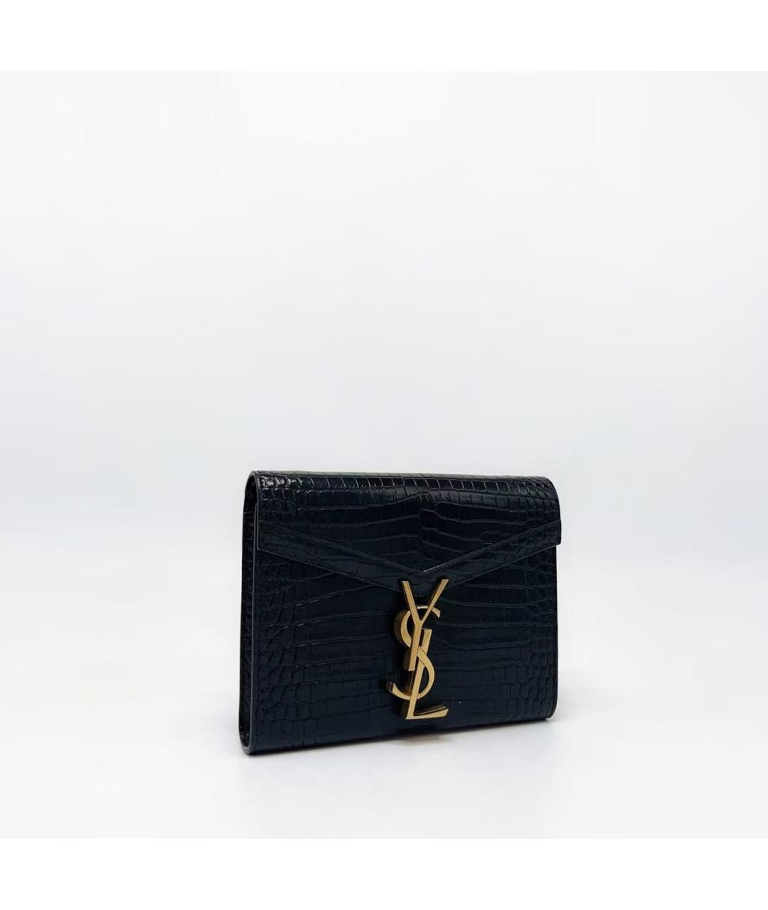 SAINT LAURENT Черная кожаная сумка через плечо, фото 3