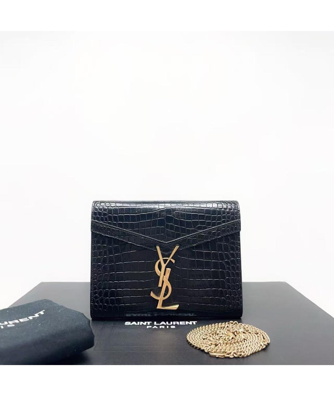 SAINT LAURENT Черная кожаная сумка через плечо, фото 2