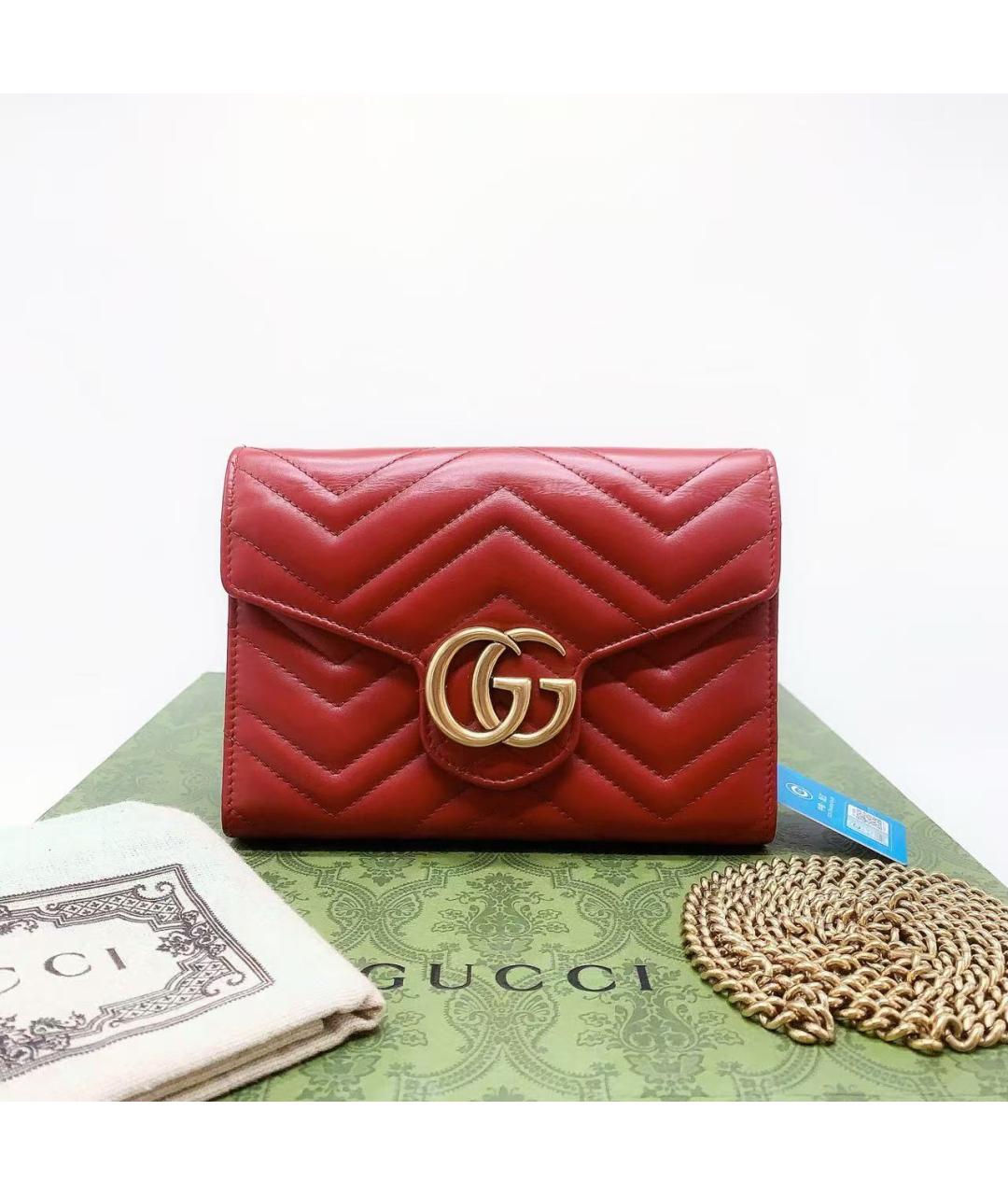 GUCCI Красная кожаная сумка через плечо, фото 2