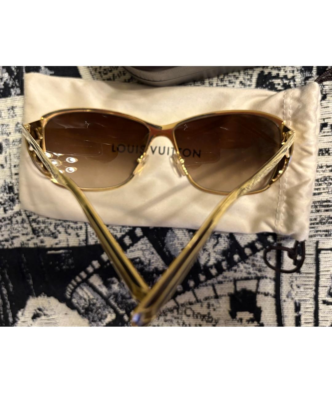LOUIS VUITTON Золотые металлические солнцезащитные очки, фото 7