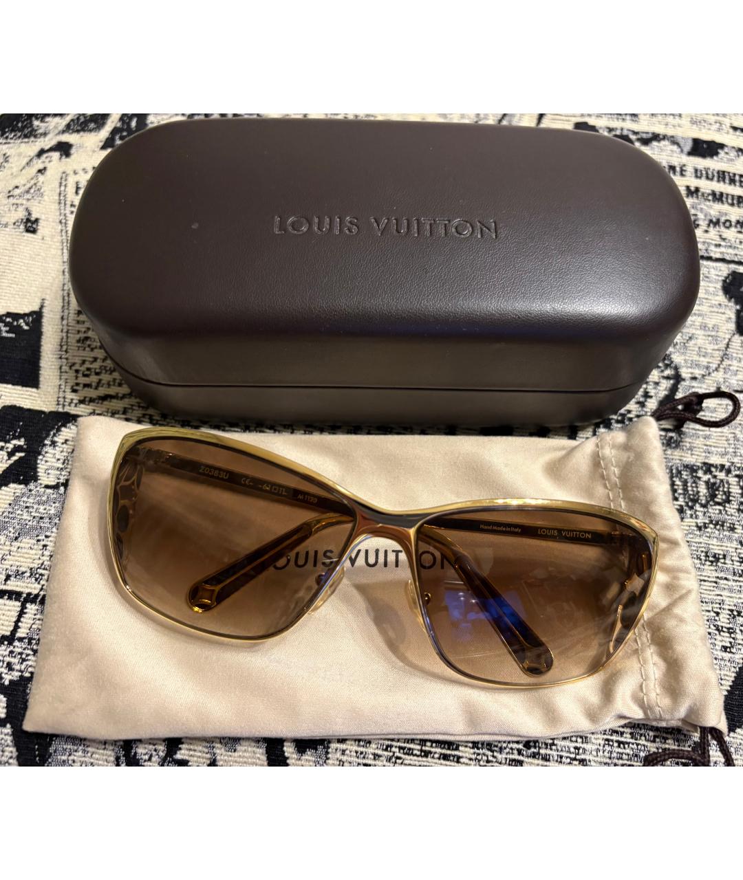 LOUIS VUITTON Золотые металлические солнцезащитные очки, фото 2