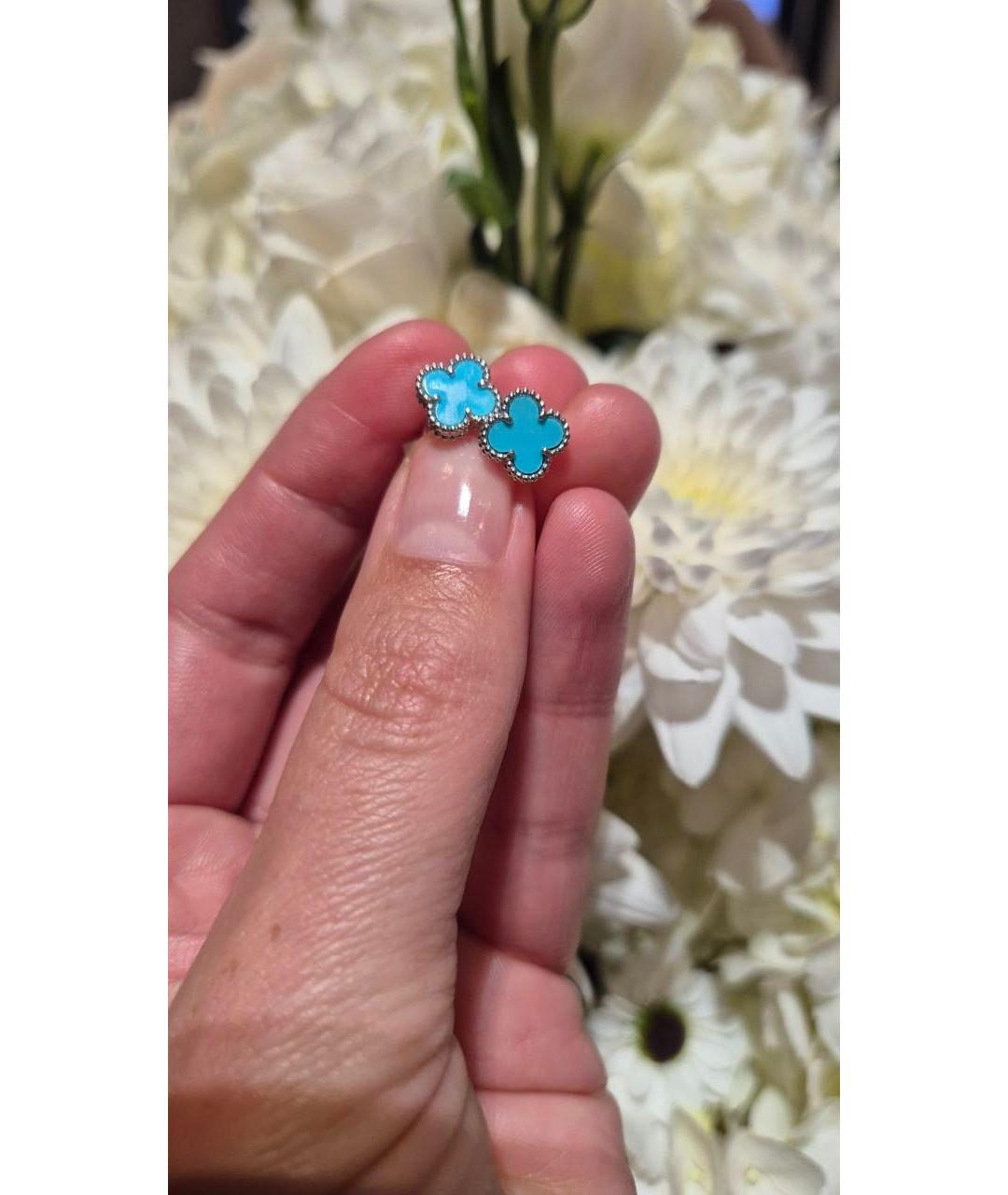 VAN CLEEF & ARPELS Бирюзовые серьги из белого золота, фото 2
