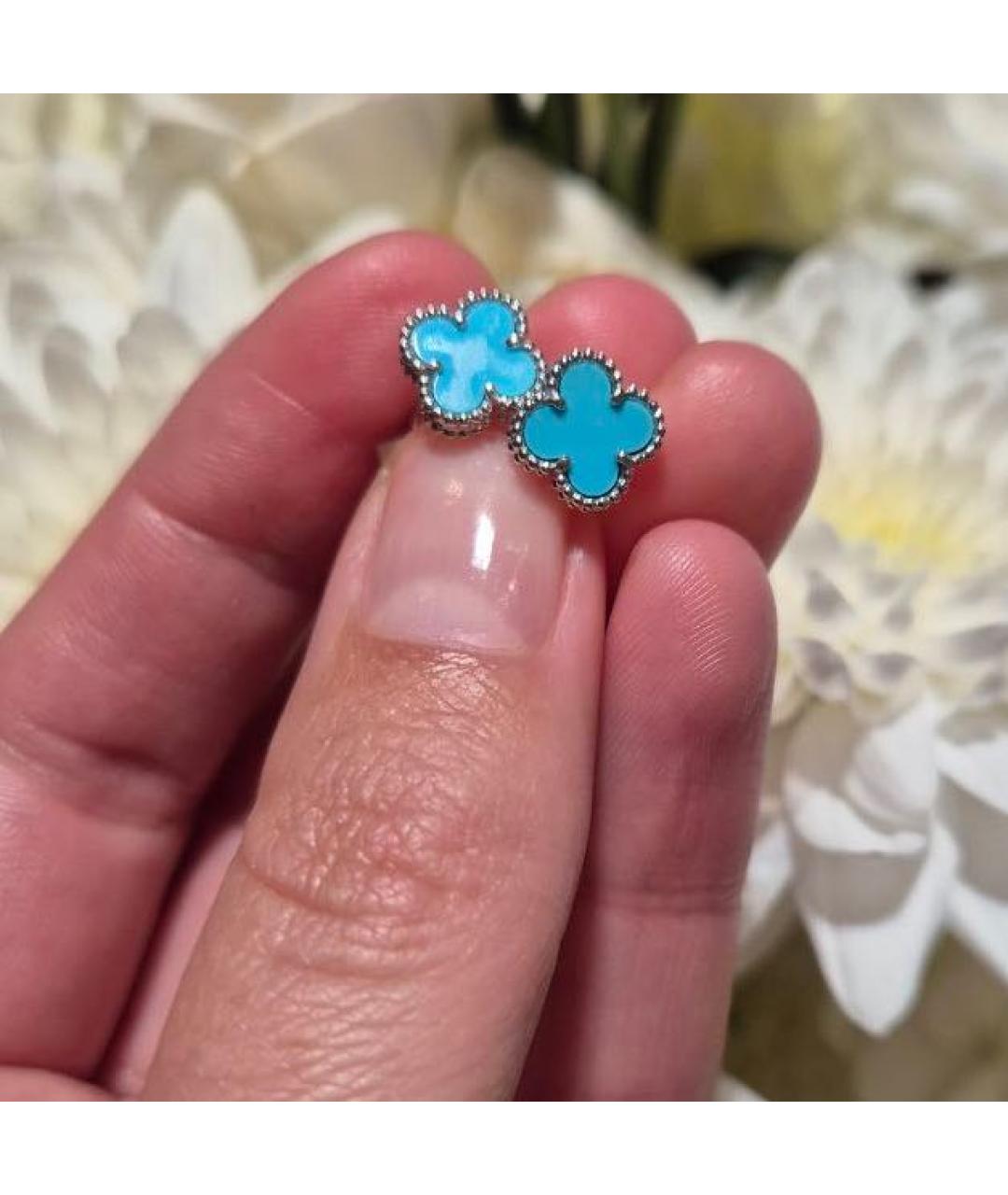 VAN CLEEF & ARPELS Бирюзовые серьги из белого золота, фото 3
