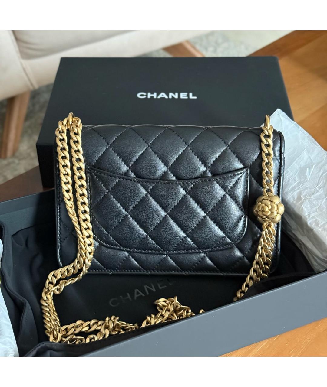 CHANEL Черная кожаная сумка через плечо, фото 4