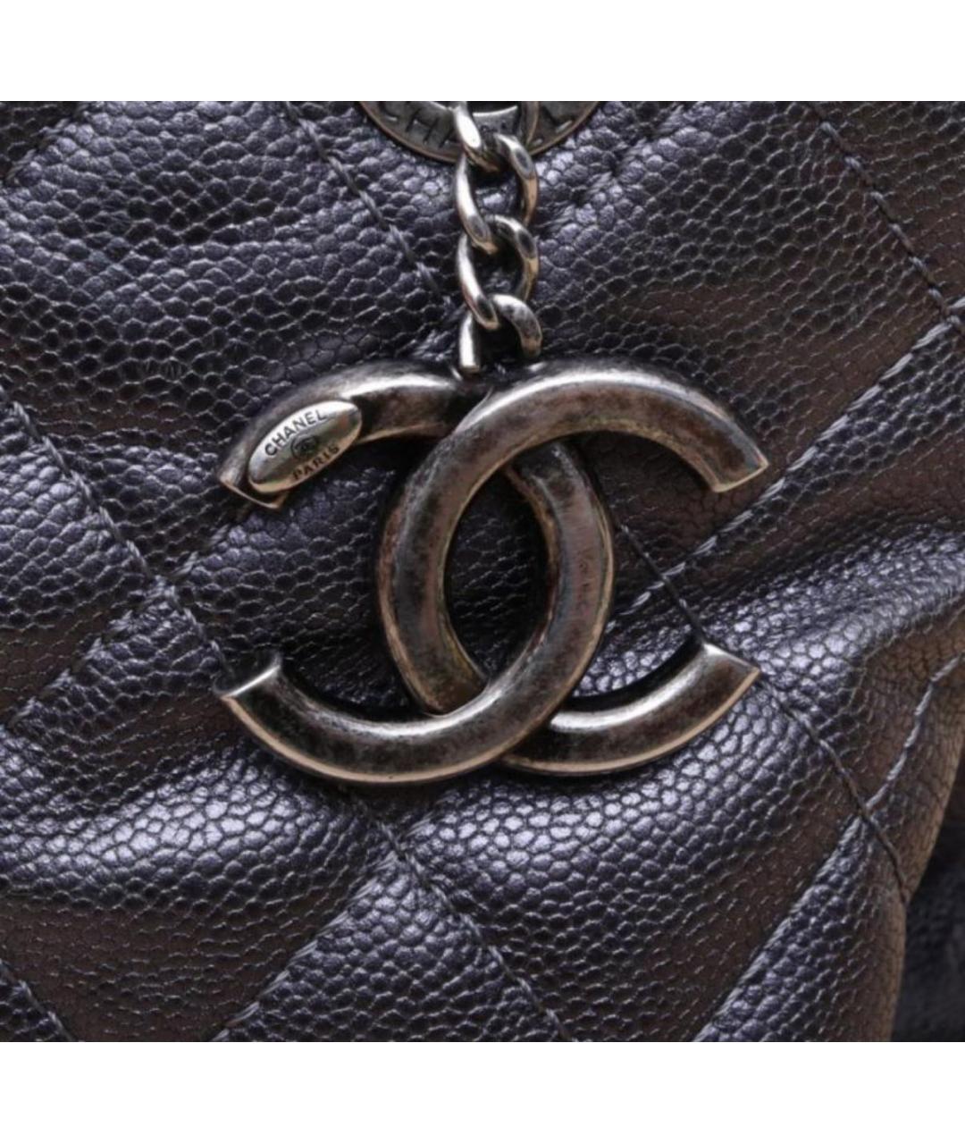 CHANEL Черная кожаная сумка тоут, фото 6