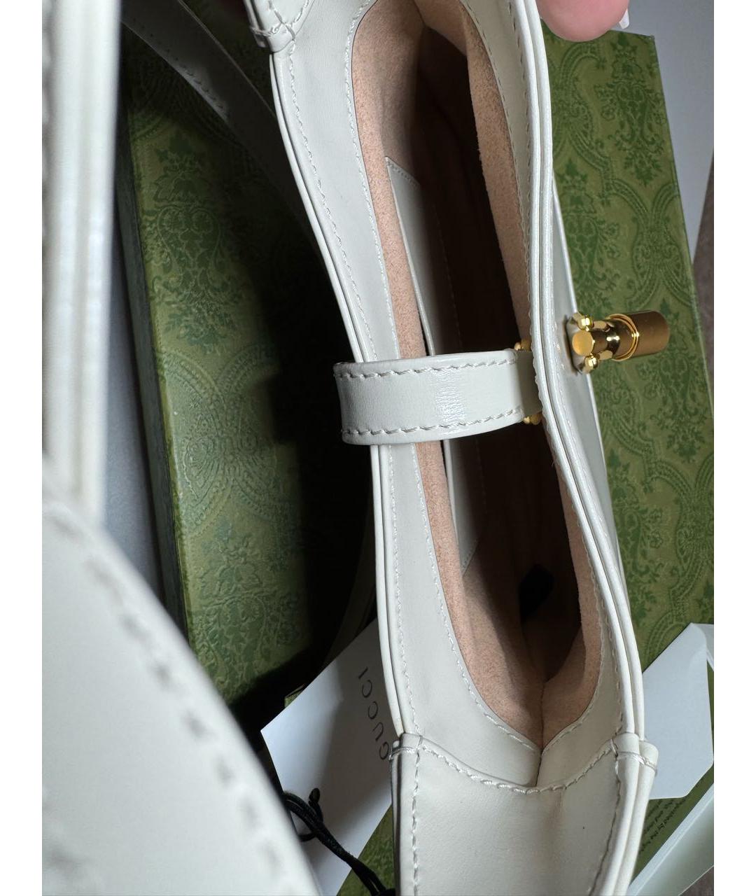 GUCCI Белая кожаная сумка с короткими ручками, фото 4
