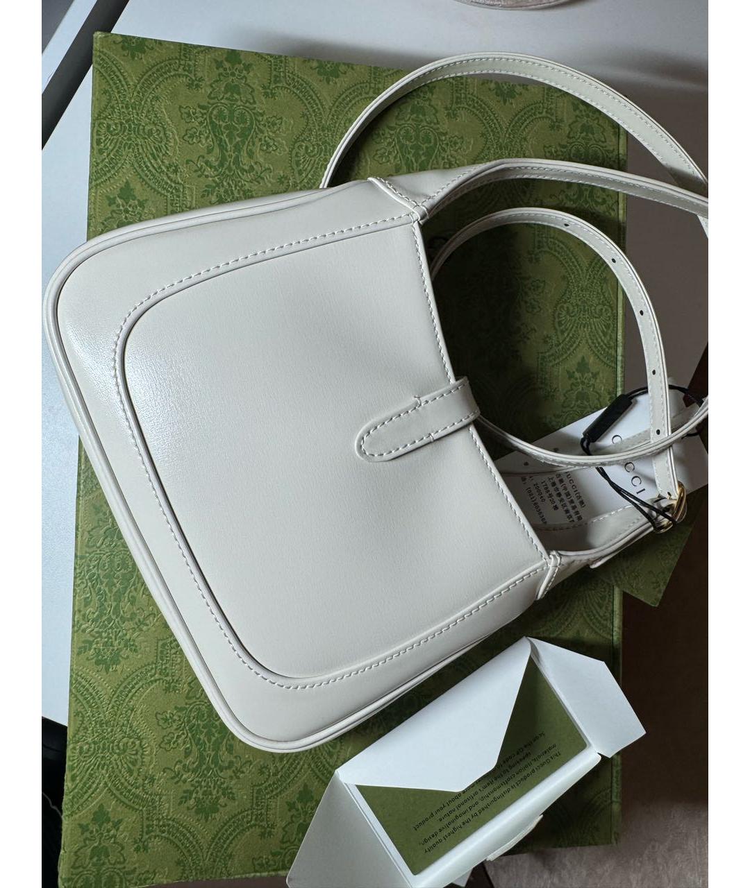 GUCCI Белая кожаная сумка с короткими ручками, фото 3