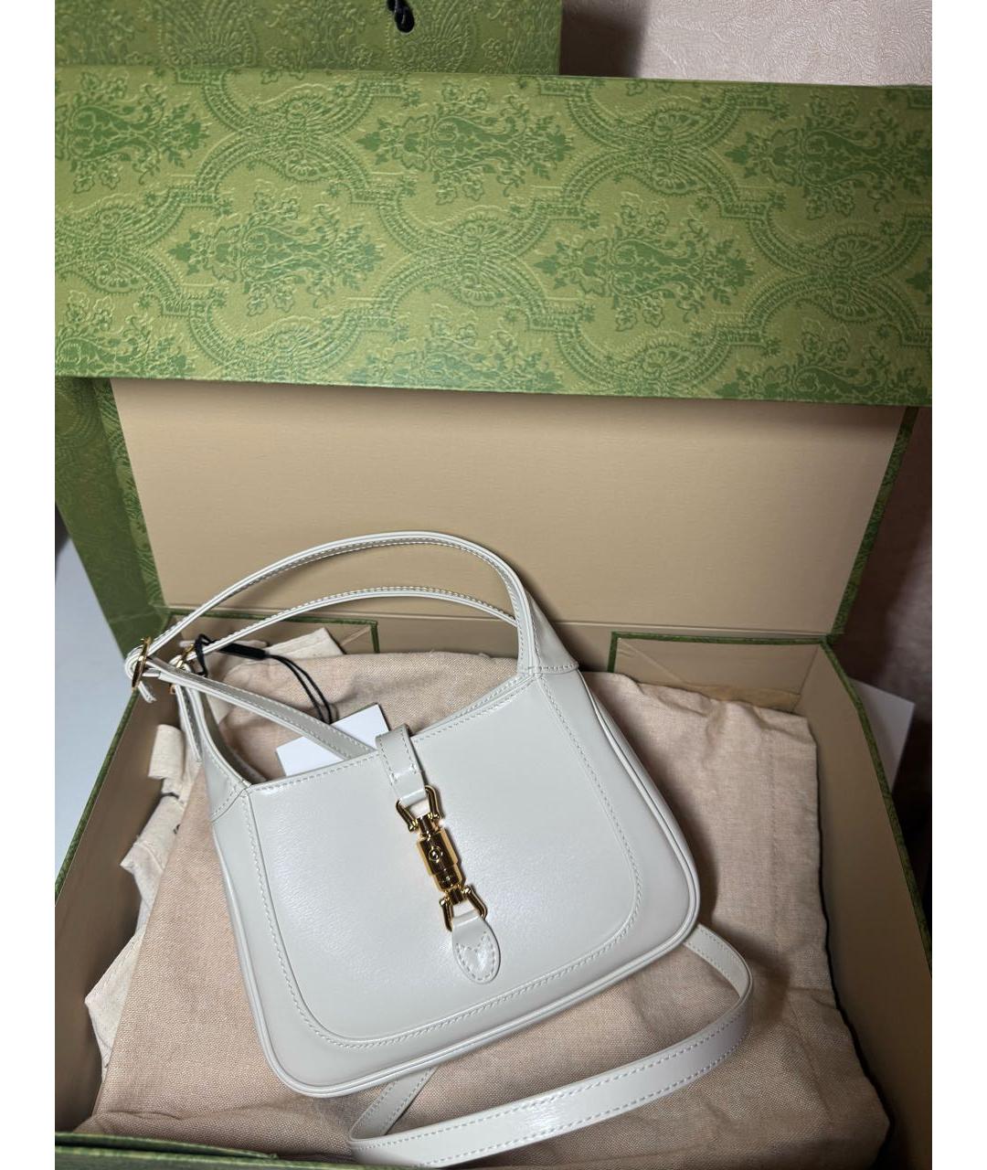GUCCI Белая кожаная сумка с короткими ручками, фото 2