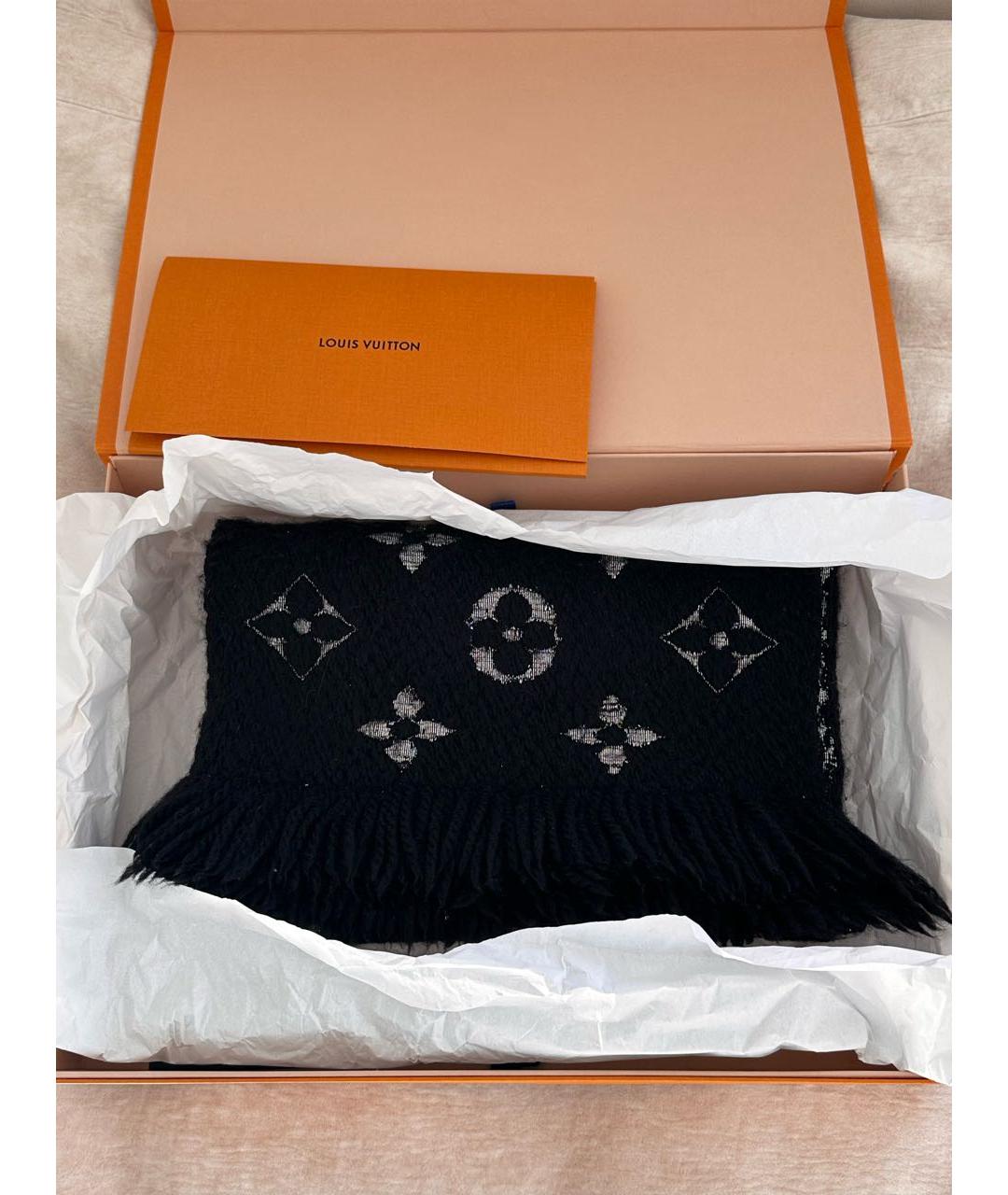 LOUIS VUITTON Черный шерстяной шарф, фото 2