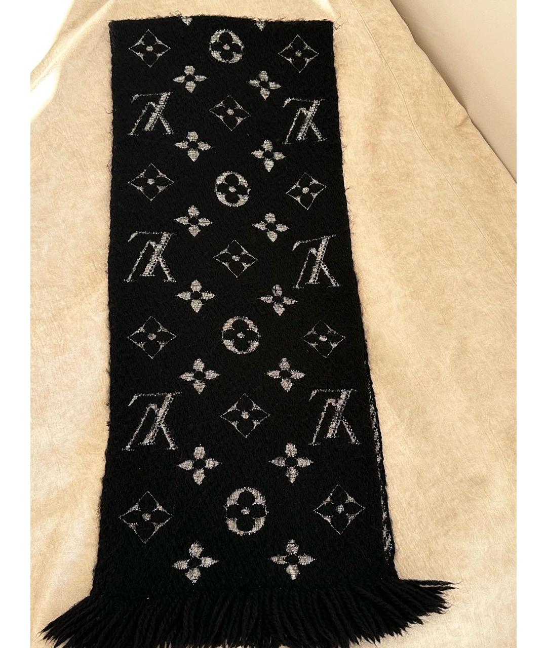 LOUIS VUITTON Черный шерстяной шарф, фото 5