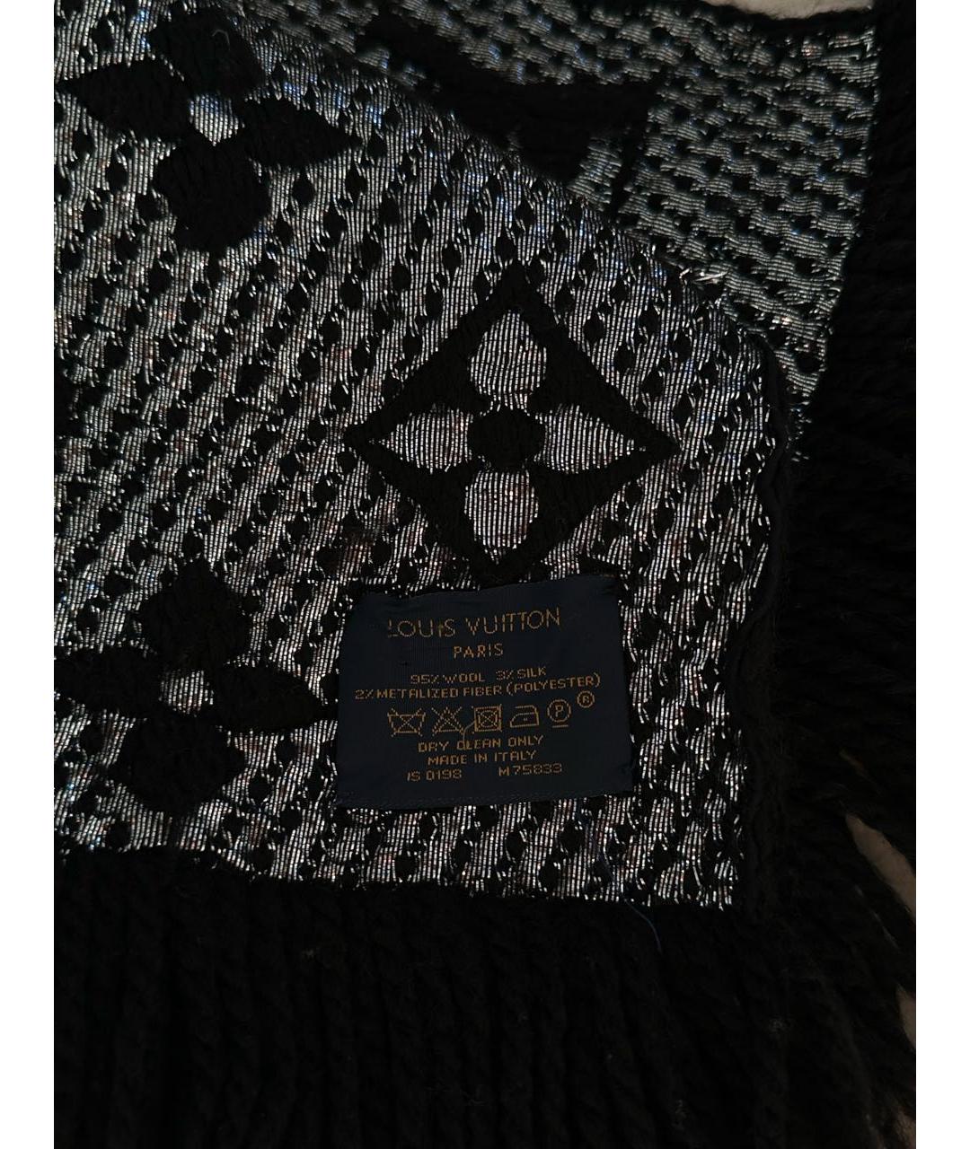 LOUIS VUITTON Черный шерстяной шарф, фото 4