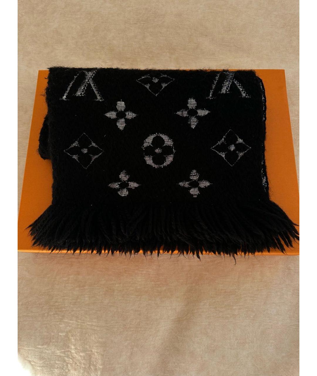 LOUIS VUITTON Черный шерстяной шарф, фото 3
