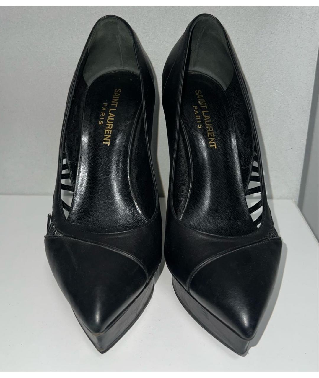 SAINT LAURENT Черные кожаные туфли, фото 2