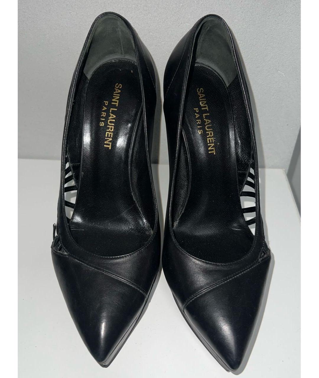 SAINT LAURENT Черные кожаные туфли, фото 3