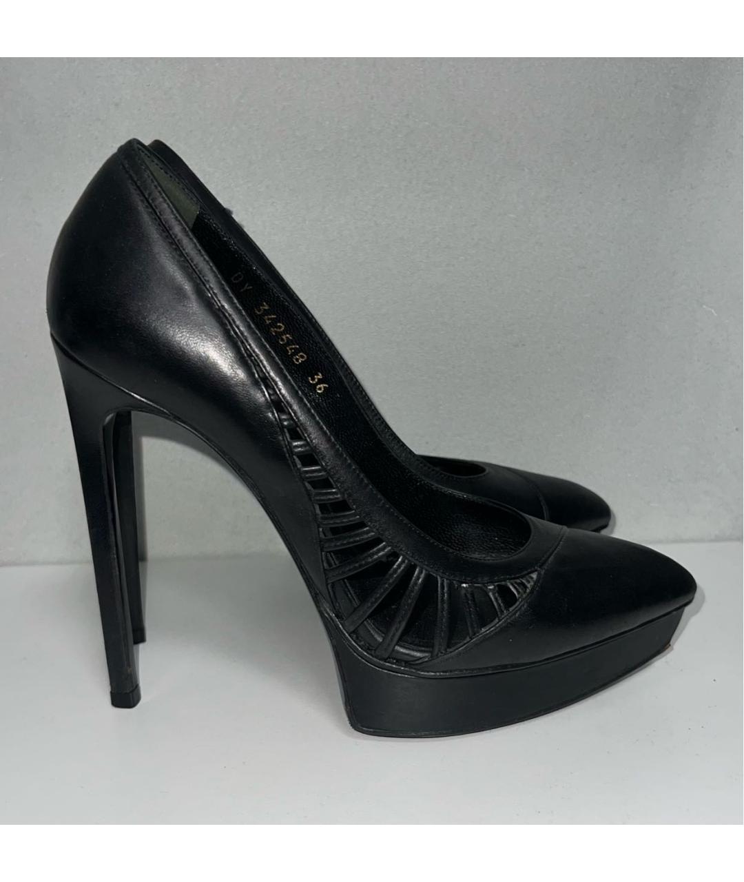 SAINT LAURENT Черные кожаные туфли, фото 5