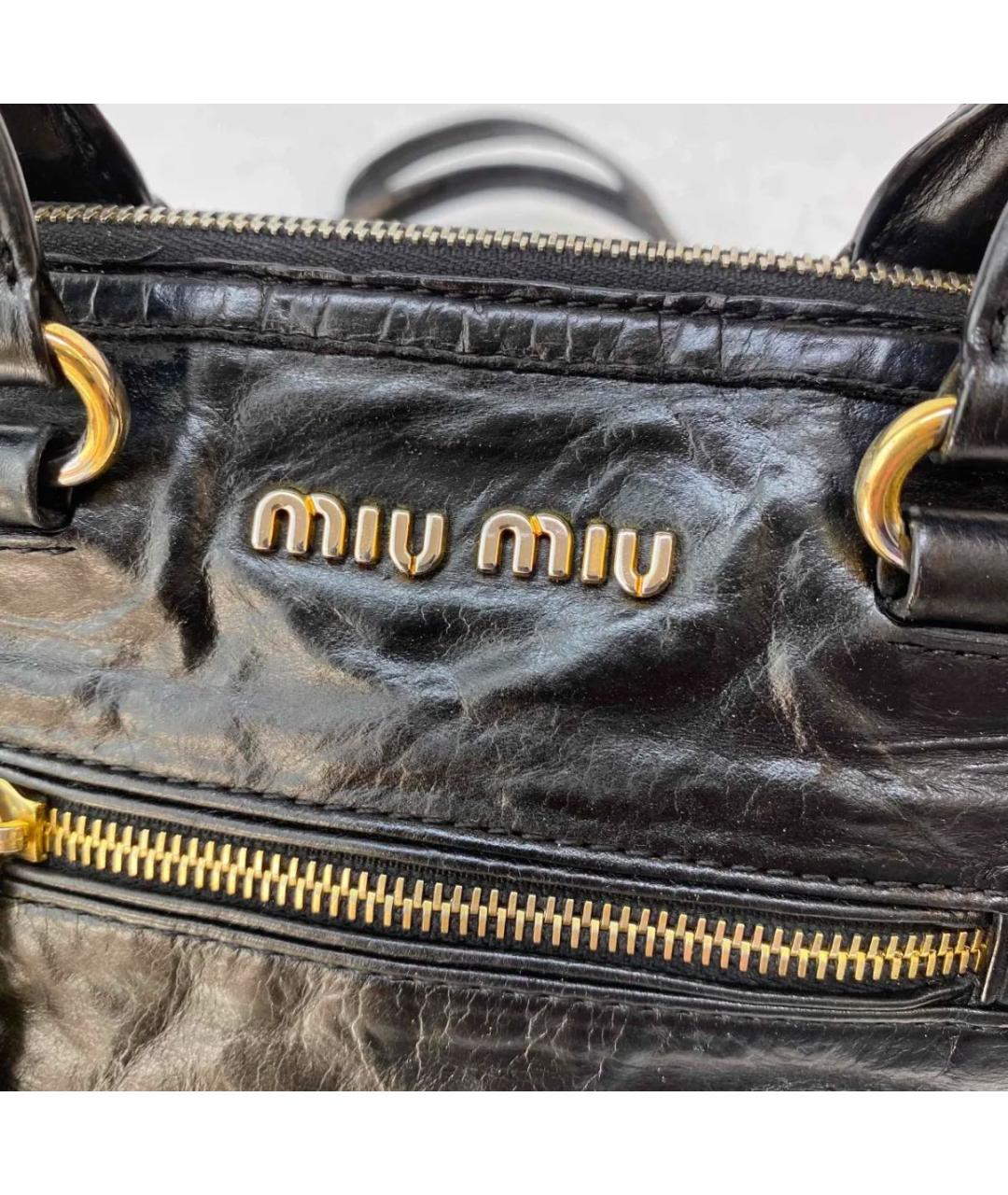 MIU MIU Черная кожаная сумка с короткими ручками, фото 6