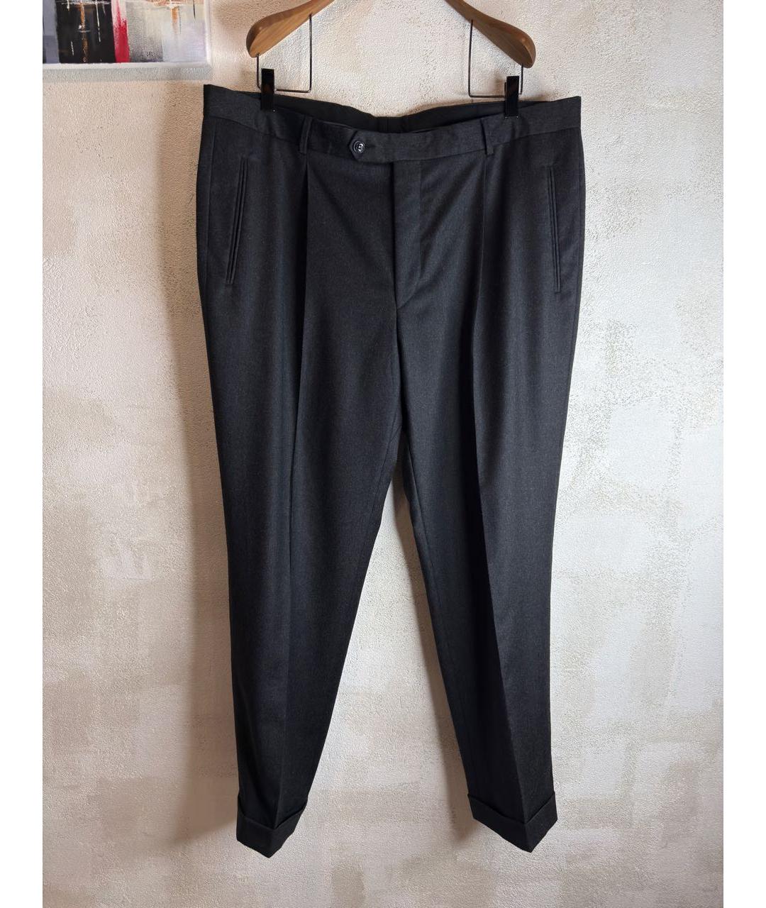 SAINT LAURENT Серые шерстяные классические брюки, фото 9