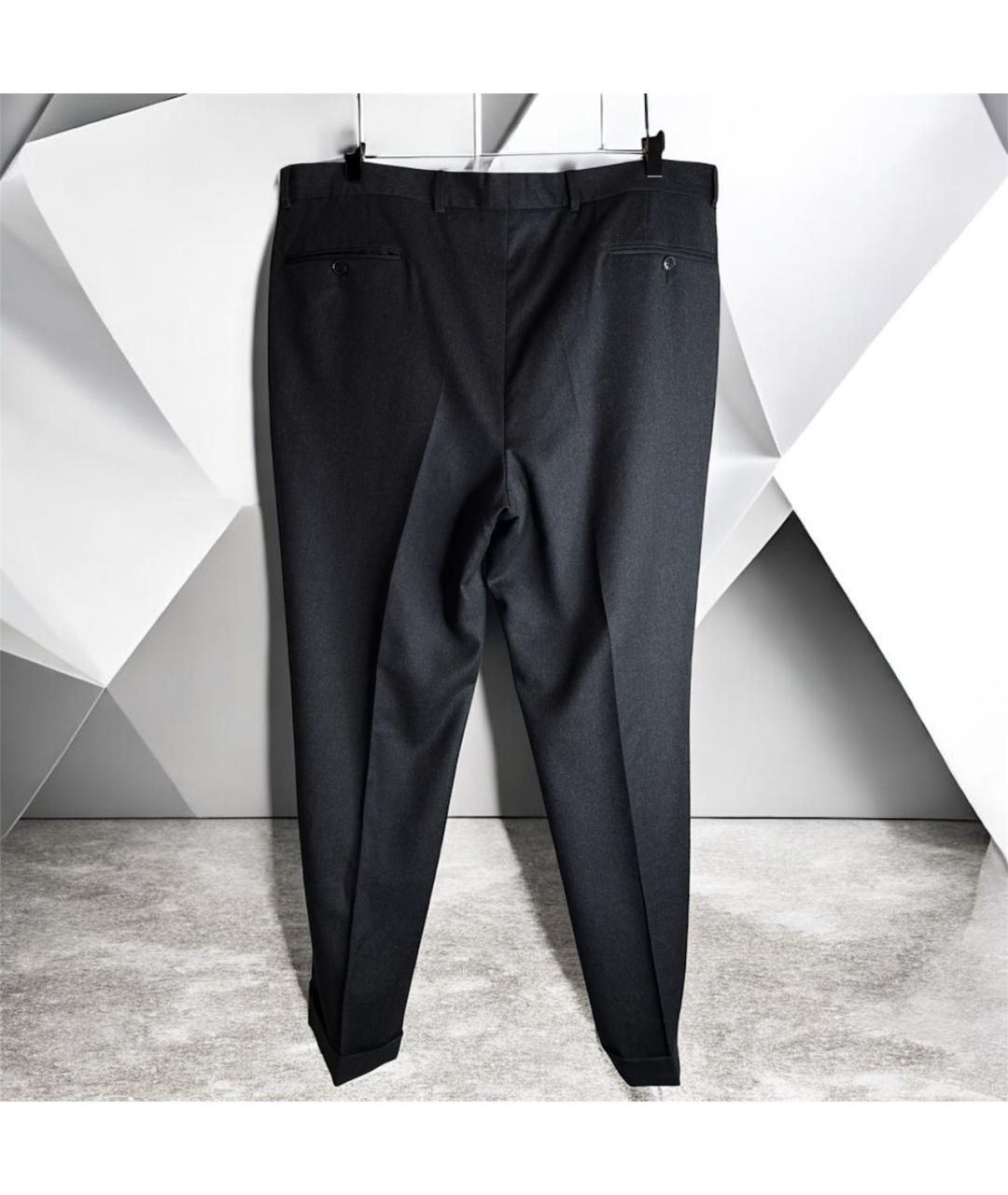 SAINT LAURENT Серые шерстяные классические брюки, фото 3