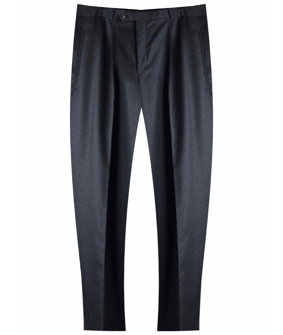 SAINT LAURENT Серые шерстяные классические брюки, фото 1