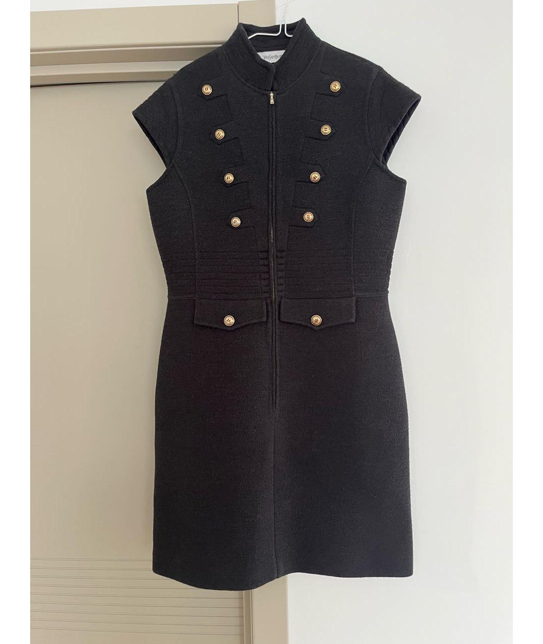 SAINT LAURENT Черное шерстяное повседневное платье, фото 8