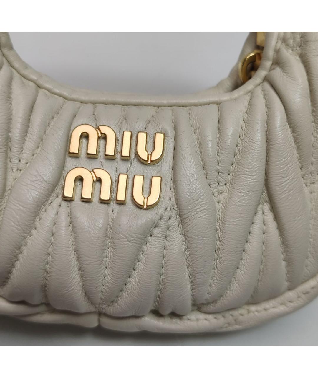 MIU MIU Белая кожаная сумка с короткими ручками, фото 8