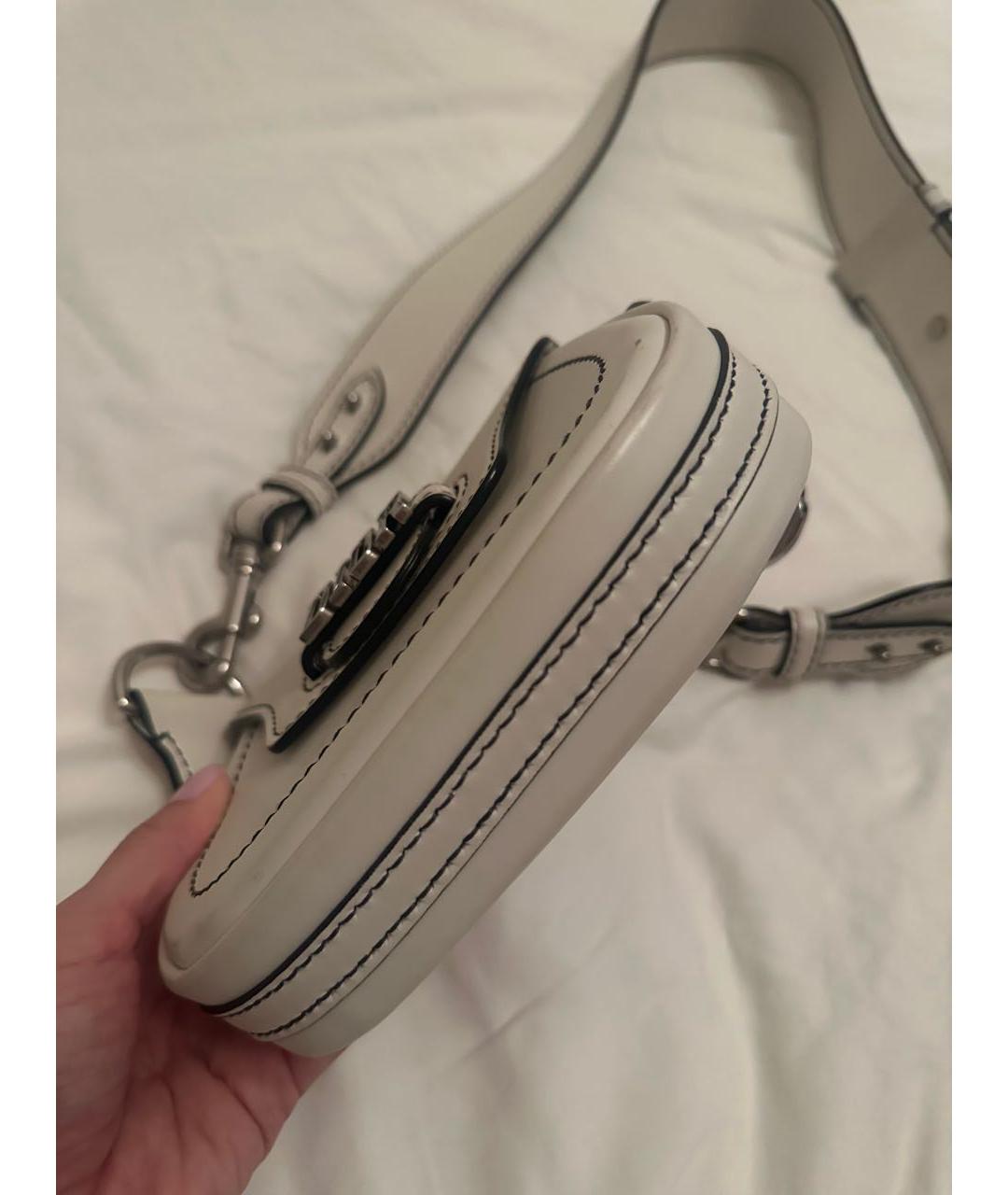 CHRISTIAN DIOR Белая кожаная сумка через плечо, фото 4
