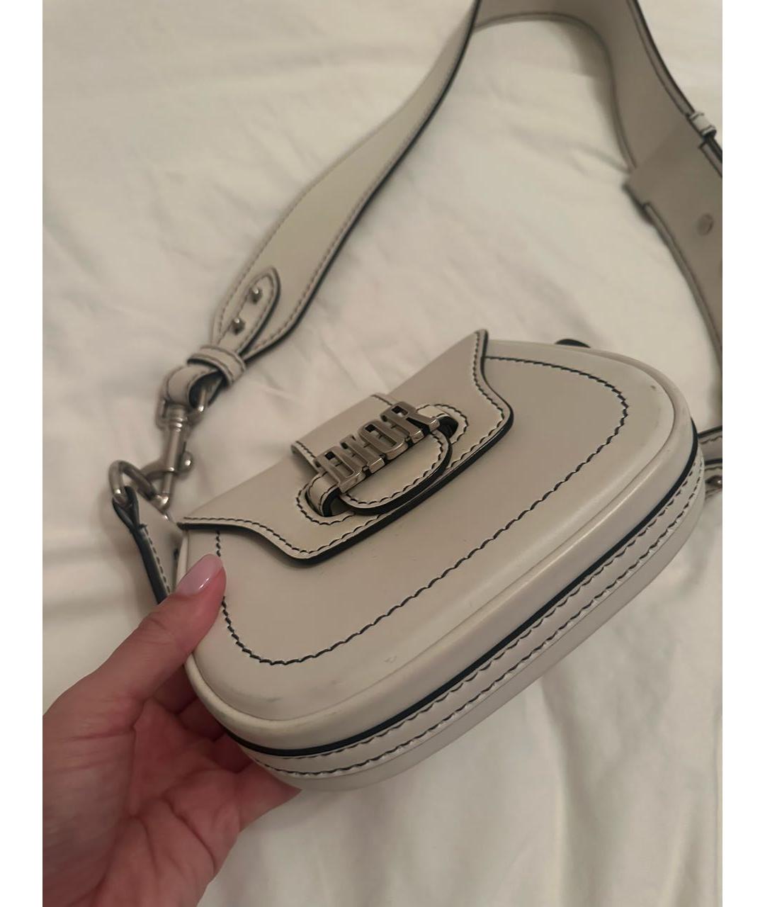 CHRISTIAN DIOR Белая кожаная сумка через плечо, фото 5