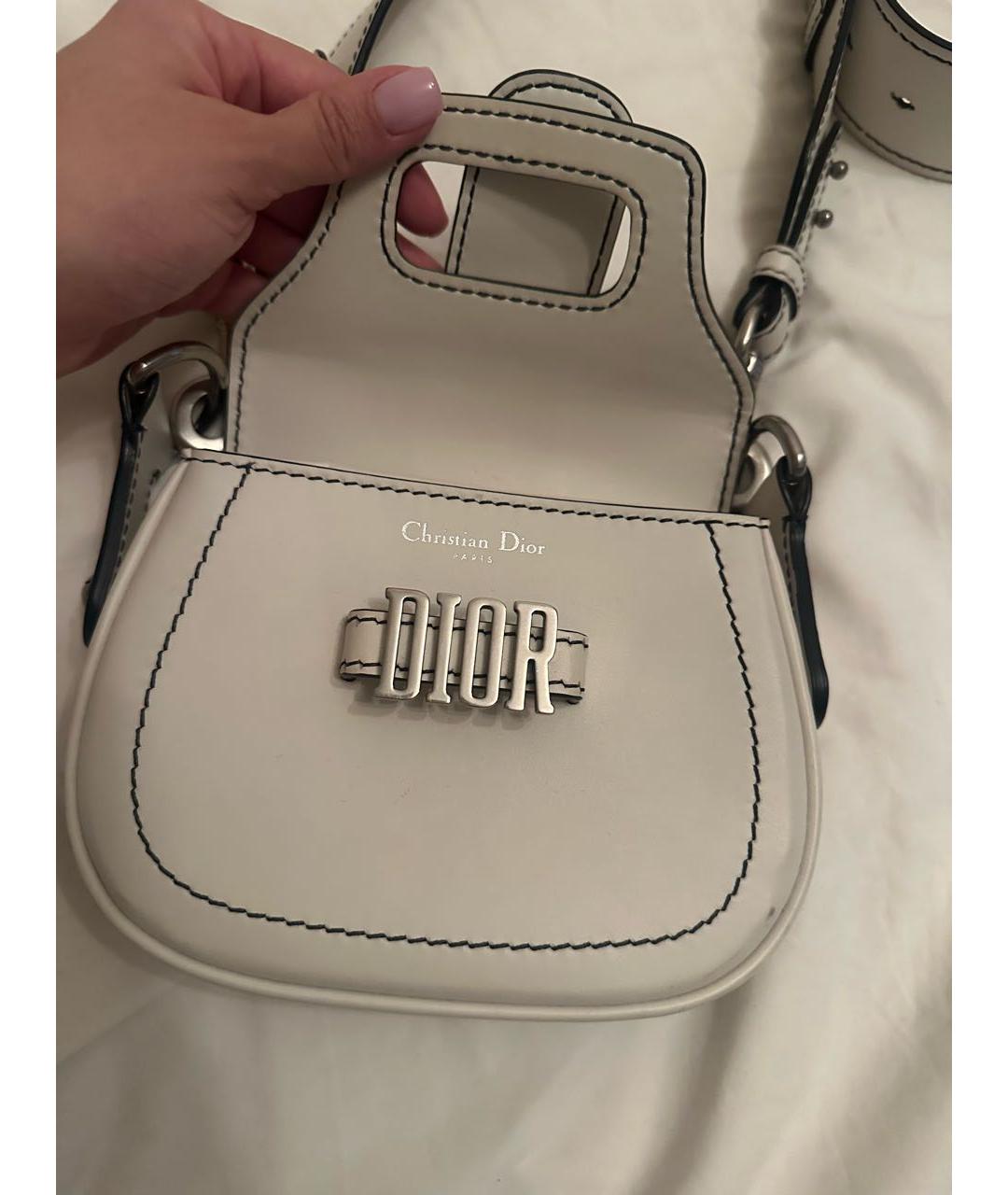 CHRISTIAN DIOR Белая кожаная сумка через плечо, фото 6