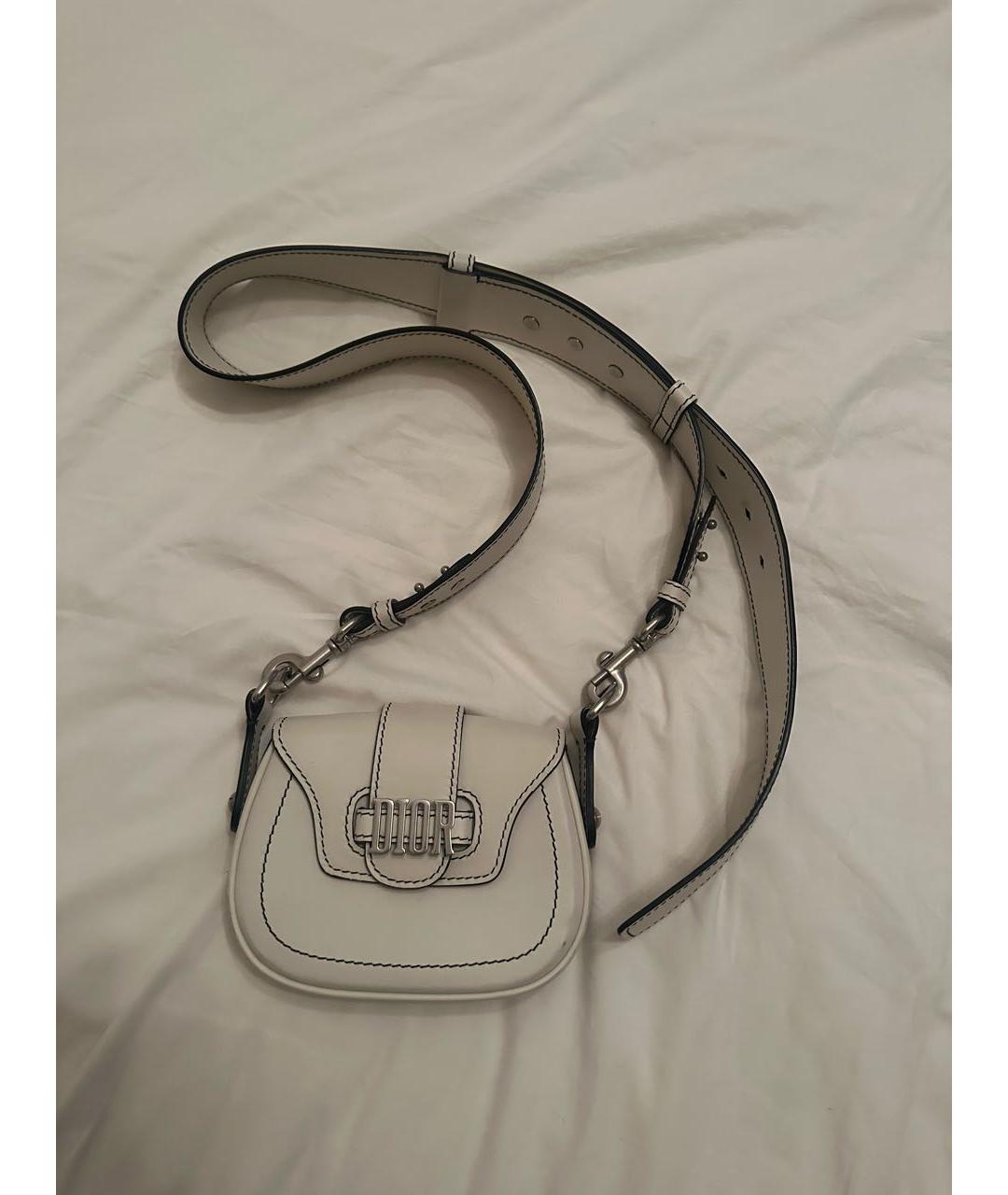 CHRISTIAN DIOR Белая кожаная сумка через плечо, фото 9