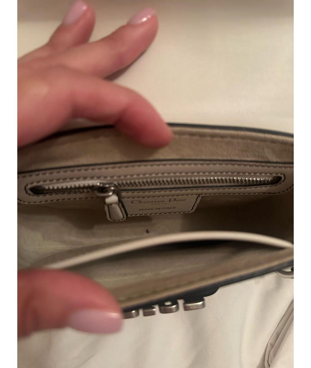CHRISTIAN DIOR Белая кожаная сумка через плечо, фото 7