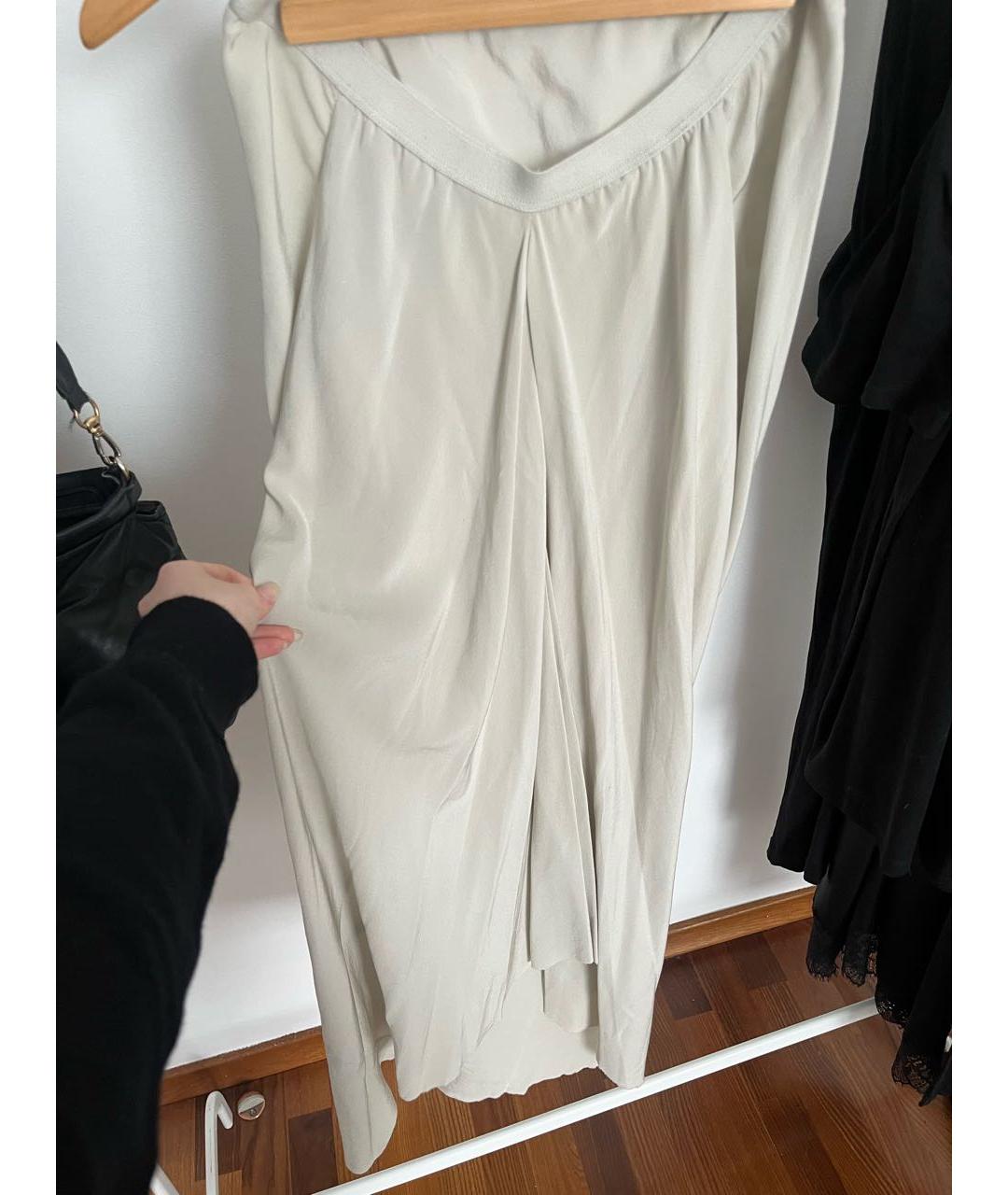 RICK OWENS Бежевая шелковая юбка макси, фото 4