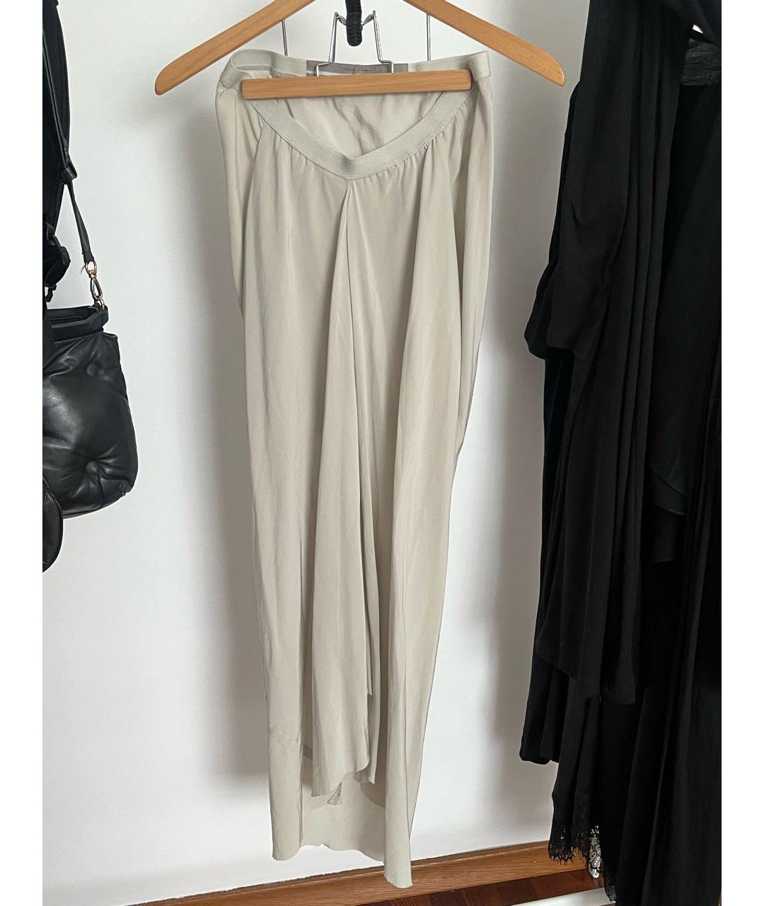 RICK OWENS Бежевая шелковая юбка макси, фото 7