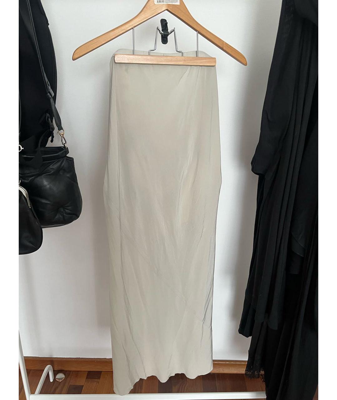 RICK OWENS Бежевая шелковая юбка макси, фото 2